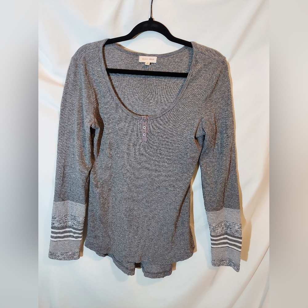 Black Swan Gray Thermal Hi-Lo Long Sleeve Top